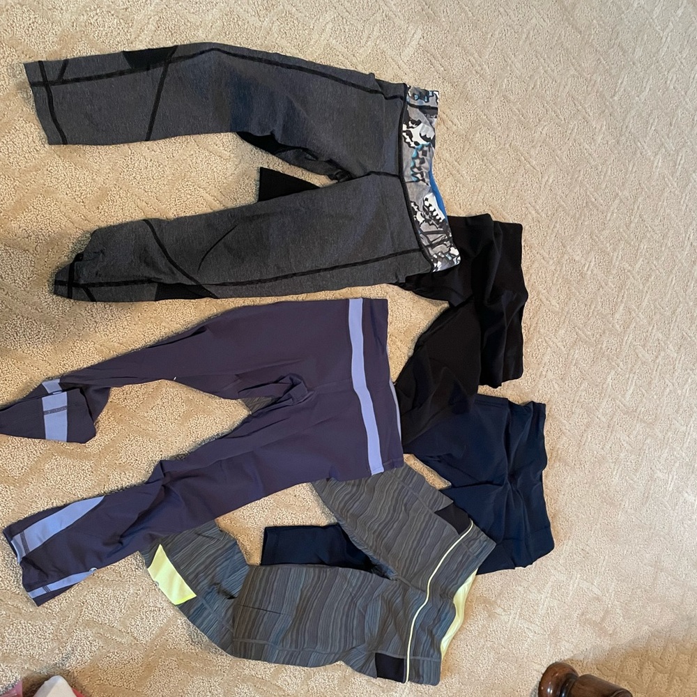 5 lulu cropped leggings. Gently worn $150 for all. All size 6